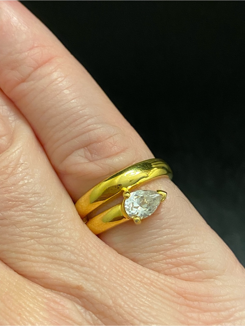 JJ Gold-Tone Suspended Crystal Wrap Ring Size 7 - Picture 7 of 10